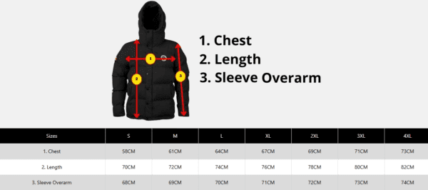 Royaltyonline Sniper Africa Puffer Jacket Black and Olive Primary measurements