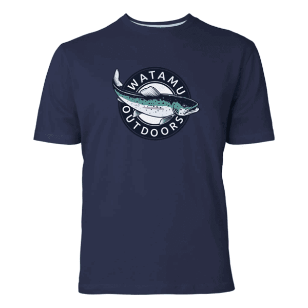 Royaltyonline-Watamu Rainbow Trout Short Sleeve T-Shirt - Navy - front